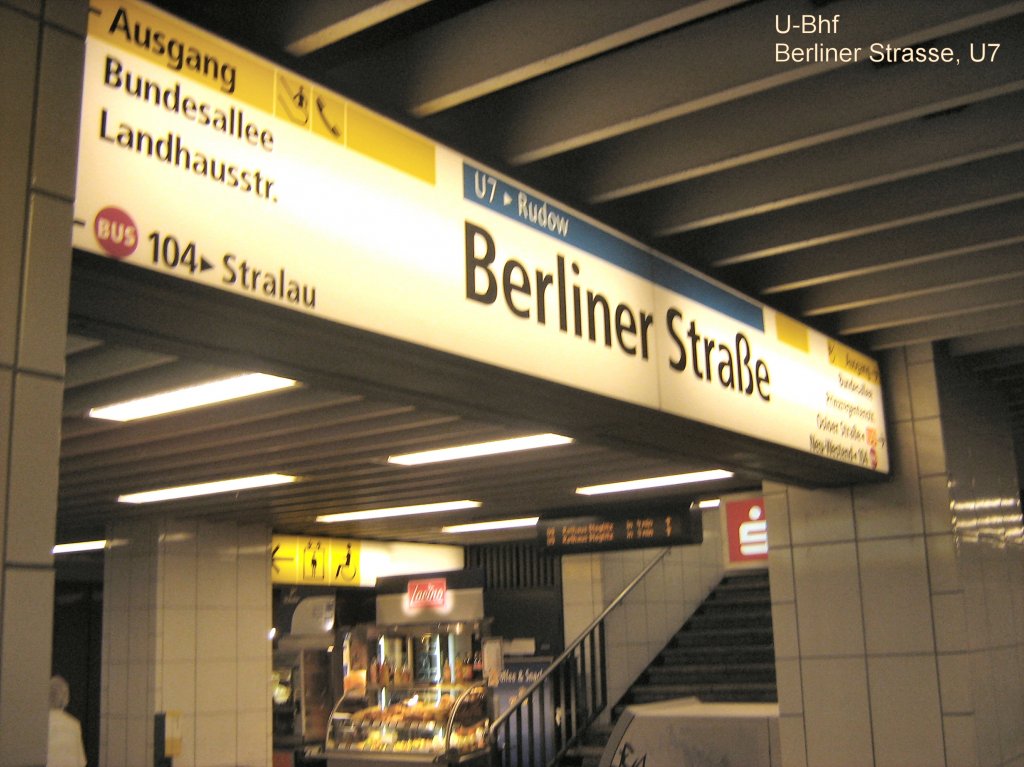 Stationsschild Berliner Strasse, U 7 Berlin 2009