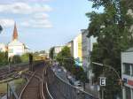 Blick auf den Verlauf der Hochbahnstrecke der U1, Berlin 2009